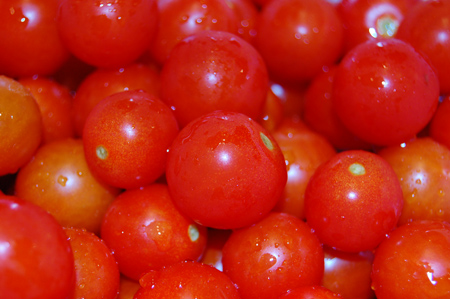 Cherry tomatoes from the garden, rinsed and ready