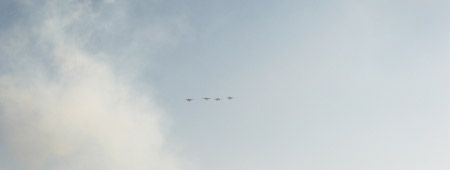 Four F-16s over the Rose Bowl
